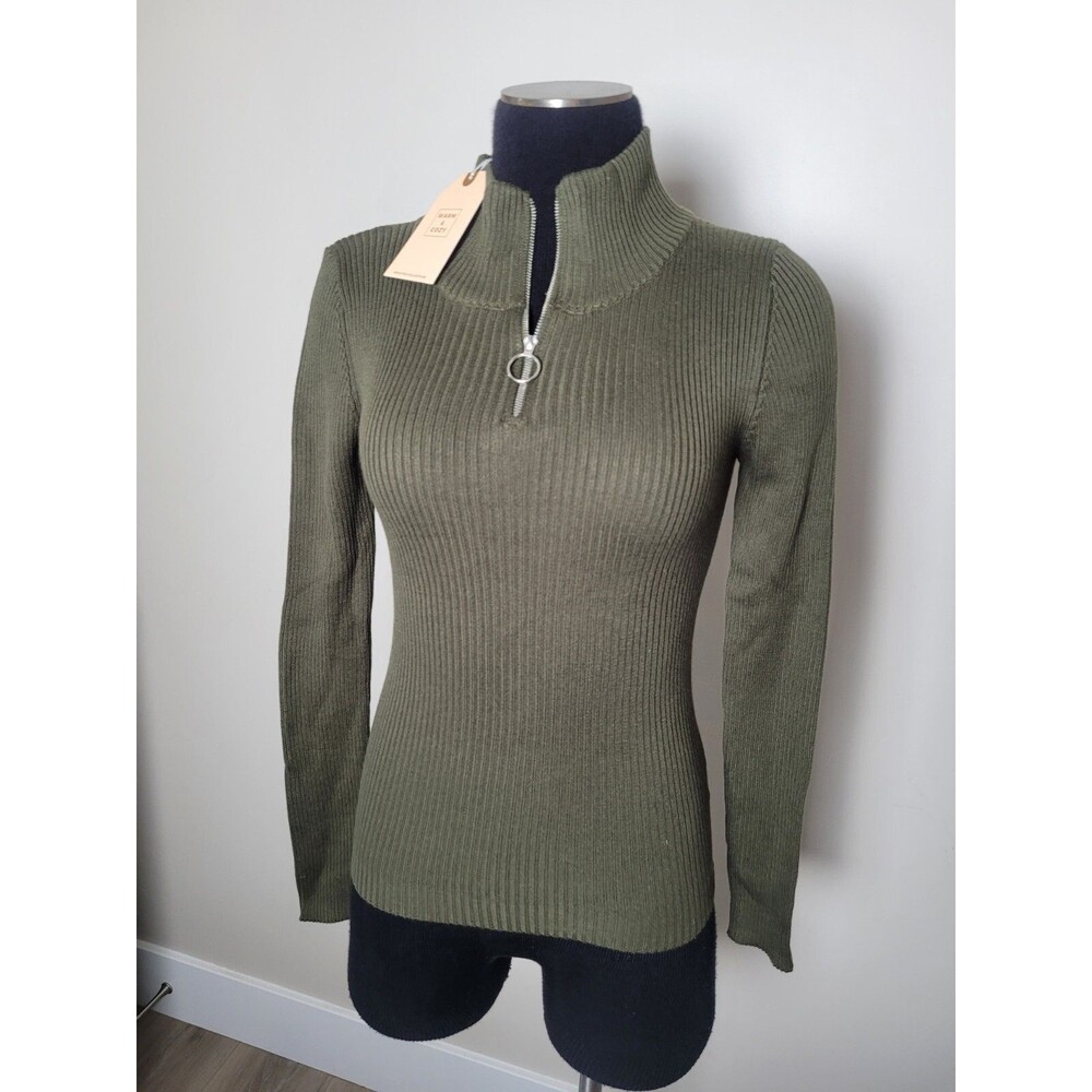 NEW Love Tree Warm & Cozy Sweater Green Sage Olive Ribbed Stretchy Medium